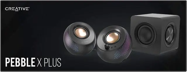 Alt view image 7 of 7 - Creative Pebble X Plus 2.1 USB-C Computer Speakers with Subwoofer and Customizable RGB Lighting, Bluetooth 5.3, USB Audio, Up to 15W RMS Power for PC and Mac