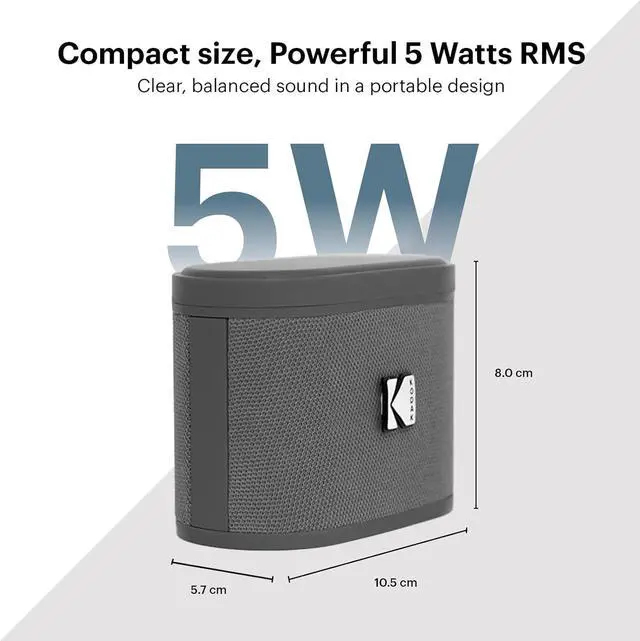 Alt view image 3 of 7 - KODAK SOUNDBRIX Bluetooth Speaker Portable Waterproof Magnetic Wireless Stackable Stereo Pairing 5H Playtime 5W RMS Sound Home Travel Party Beach Electronics for Outdoors Gray Speakers for Computers
