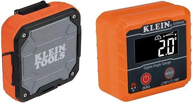 Main image of Klein Tools AEPJS2 Bluetooth Speaker with Magnetic Strip and Hook, Rechargeable & 935DAG Digital Electronic Level and Angle Gauge, Measures 0-90 and 0-180 Degree Ranges