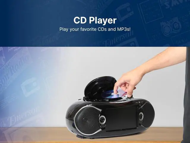 Alt view image 6 of 7 - Emerson EDL-2870H Bluetooth DVD Boombox with AM/FM Radio & Digital TV, Portable Multimedia Player with 7" LCD Screen, HDMI, Bluetooth, USB/SD Playback, Twin Speakers, Black