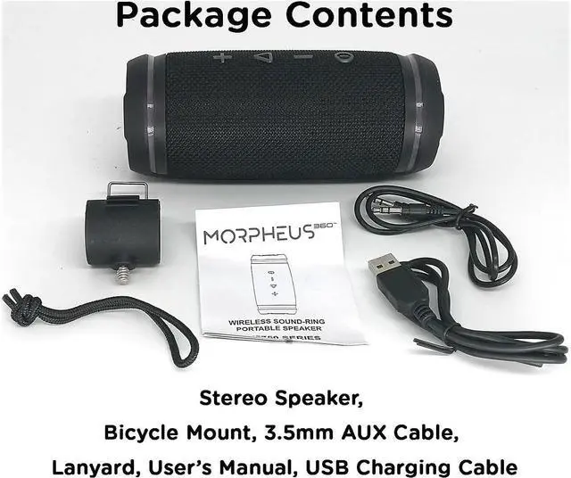 Alt view image 5 of 6 - Morpheus 360 BT7750BLK Sound Ring II Portable Bluetooth Speaker - 25W Stereo - Loud 360 Degree HD Surround Sound w/Bass - 20H Battery - Portable Speakers w/Bluetooth - Dual Pairing