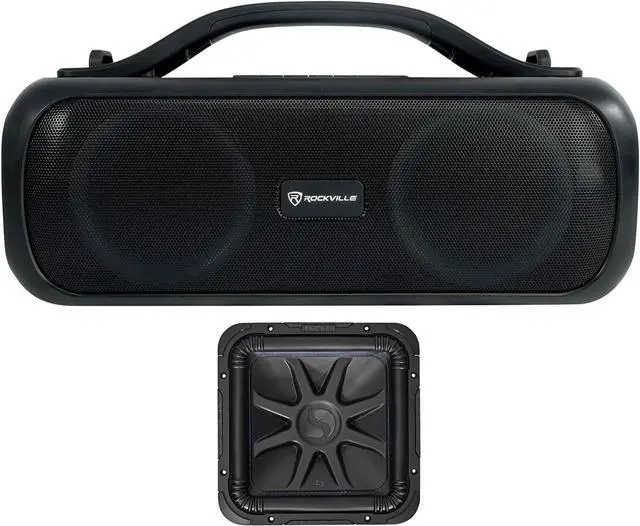 Main image of KICKER L7S122 12" 1500 Watt Solobaric L7S Car Subwoofer Bundle with Rockville Go Party D4 Large Loud Portable LED Party Bluetooth Speaker (2 Items)