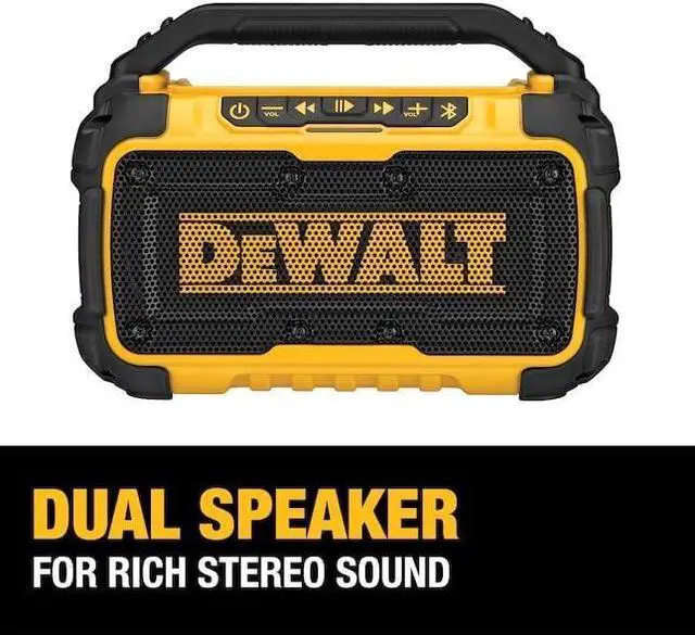 Alt view image 3 of 6 - DEWALT 12V - 20V MAX Cordless Bluetooth Jobsite Bluetooth Speaker 100 ft Range, Lasts 8-10 Hours with Single Charge - Phone Holder, Battery and Charger Included (DCR010C1)