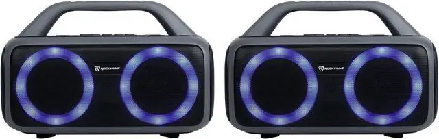 Main image of Rockville (2) RPB50 Portable Bluetooth Speakers w/LED+Wireless Stereo Linking