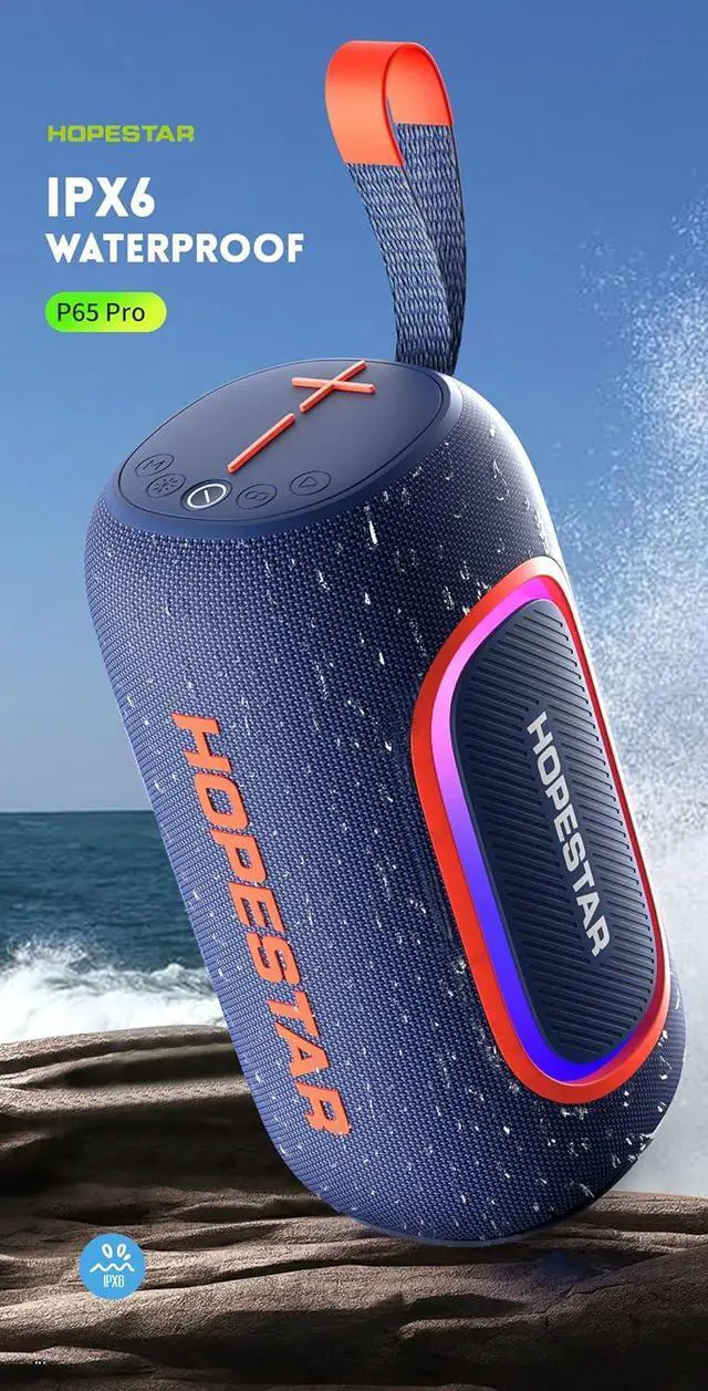Alt view image 2 of 7 - WorryFree Gadgets Portable Wireless Bluetooth Speaker, 50W, IPX6 Waterproof, True Wireless Stereo, 9 Light Modes Hopestar Series (Blue)