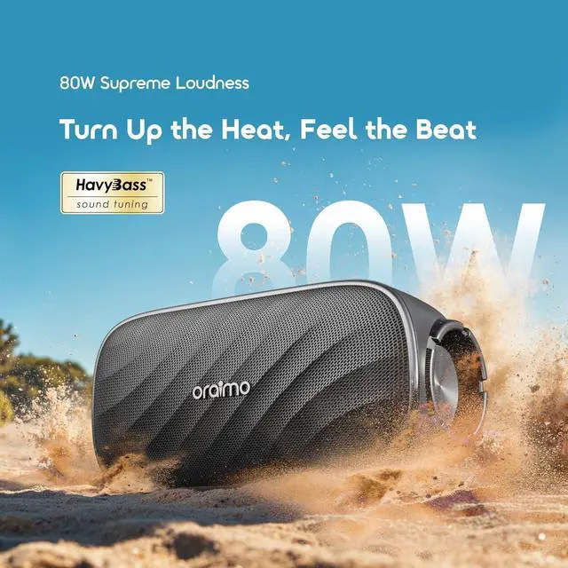 Alt view image 2 of 7 - Oraimo SpaceBox Pro Portable Bluetooth Speaker, Wireless Speakers with Light Effect, Loud Sound, Heavy Bass, Built-in Mics, Support TF Card, AUX-in, Powerful Speaker for Party, Home, Outdoor, Grey