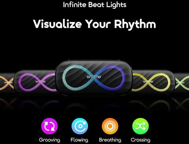 Alt view image 5 of 7 - Oraimo SpaceBox Pro Portable Bluetooth Speaker, Wireless Speakers with Light Effect, Loud Sound, Heavy Bass, Built-in Mics, Support TF Card, AUX-in, Powerful Speaker for Party, Home, Outdoor, Grey
