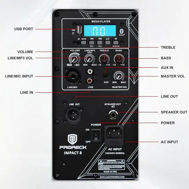 Alt view image 2 of 7 - PRORECK 8-Inch Stereo Speakers, 650W Peak Power Bluetooth PA Speaker, with Wired Microphone, Speaker Stands & Remote  Portable DJ Speaker for Parties, Events, Karaoke