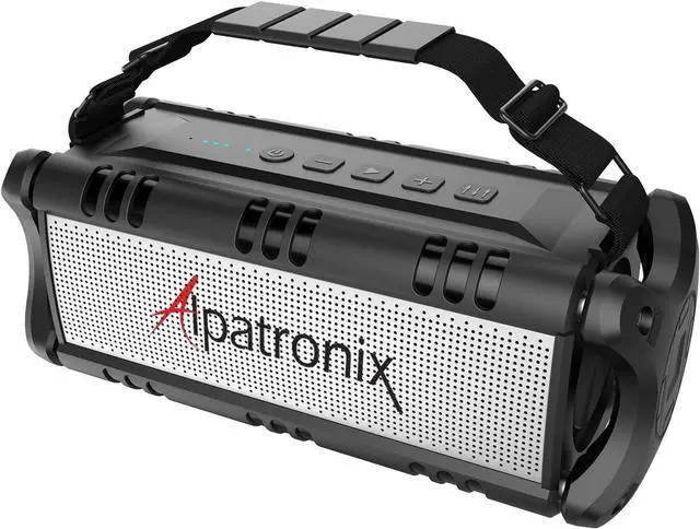 Main image of Alpatronix Speaker 60W(80W Max), IPX6 Waterproof, Portable Wireless, 8000mAh Power Bank, Handsfree, Shockproof, TWS, DSP, Stereo, Subwoofer, TF Card, NFC, AX500, Indoor&Outdoor Black