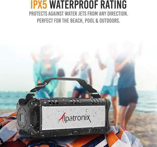 Alt view image 3 of 6 - Alpatronix Speaker 60W(80W Max), IPX6 Waterproof, Portable Wireless, 8000mAh Power Bank, Handsfree, Shockproof, TWS, DSP, Stereo, Subwoofer, TF Card, NFC, AX500, Indoor&Outdoor Black