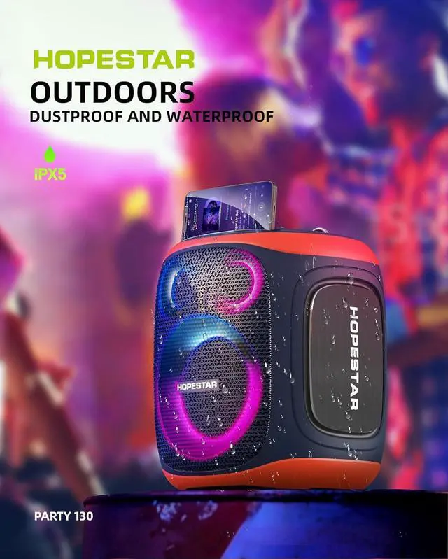 Alt view image 5 of 7 - 120W Wireless Portable Bluetooth Party Speaker with Two Microphones, Stero Audio, TWS Connection, AUX/TF Card Karaoke Machine (Black)