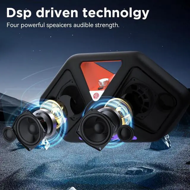Alt view image 2 of 7 - BUGANI Portable Speaker,5.4 Bluetooth Speaker Wireless, IPX5 Waterproof, 120W Loud Sound with Deep Bass,6.5H Playtime LED Lights Outdoor Speakers Bluetooth Waterproof Patio, Beach Shower, Party