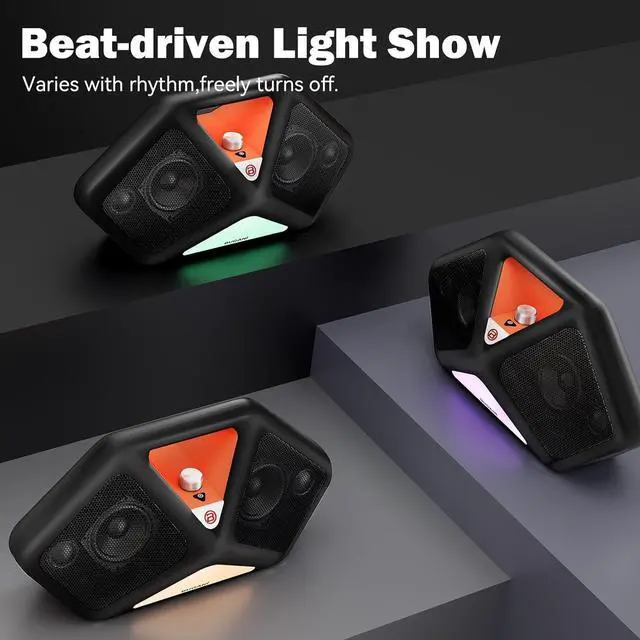 Alt view image 4 of 7 - BUGANI Portable Speaker,5.4 Bluetooth Speaker Wireless, IPX5 Waterproof, 120W Loud Sound with Deep Bass,6.5H Playtime LED Lights Outdoor Speakers Bluetooth Waterproof Patio, Beach Shower, Party
