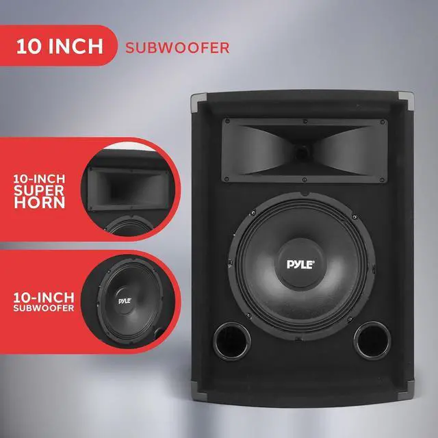 Alt view image 3 of 7 - PylePro Passive Cabinet PA Speaker Durable 500 Watt Portable Outdoor Sound System w/ 10" Woofer, 1.5" Kapton VC, 4" x 10" Super Horn for Mids and Highs, Black, One Size (PADH1079)