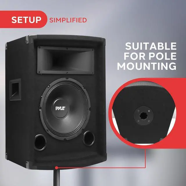 Alt view image 4 of 7 - PylePro Passive Cabinet PA Speaker Durable 500 Watt Portable Outdoor Sound System w/ 10" Woofer, 1.5" Kapton VC, 4" x 10" Super Horn for Mids and Highs, Black, One Size (PADH1079)