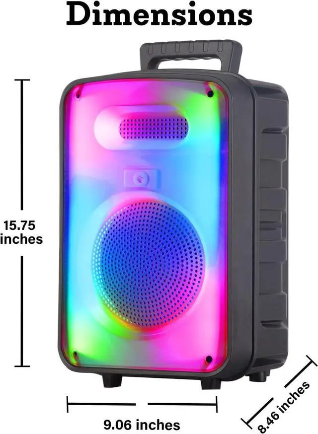 Alt view image 2 of 7 - Technical Pro 600 Watts Rechargeable 8 Inch Two Way Bluetooth Loudspeaker with LED Glow Wall, FM Radio, USB, TWS Stereo Sound, Carry Handles, Wireless Mic, and Remote Included