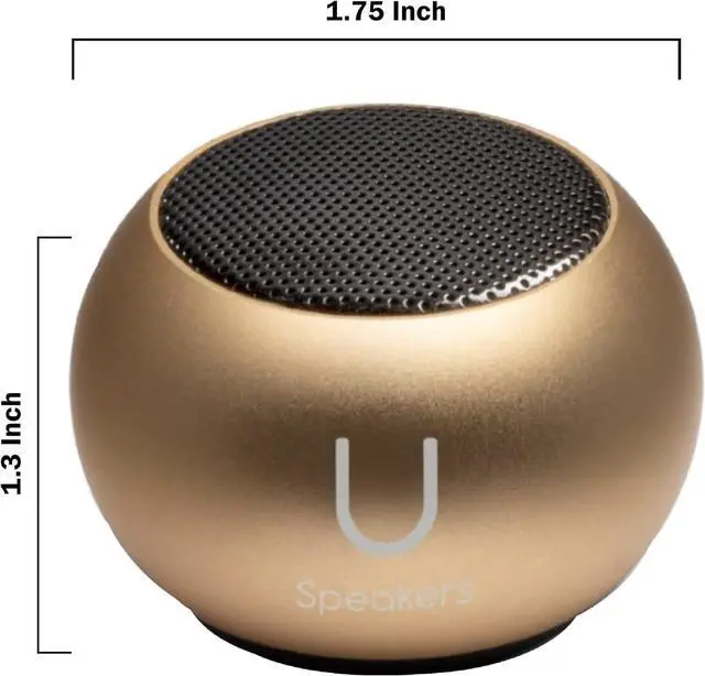 Alt view image 3 of 6 - U Speakers Mini Bluetooth Computer Speaker 2-Pack Bundle with Matching Speaker, Built-in Mic & Selfie Remote Control, for Workspace, Desktop, Laptop, Mobile, Tablet, PC - Gold