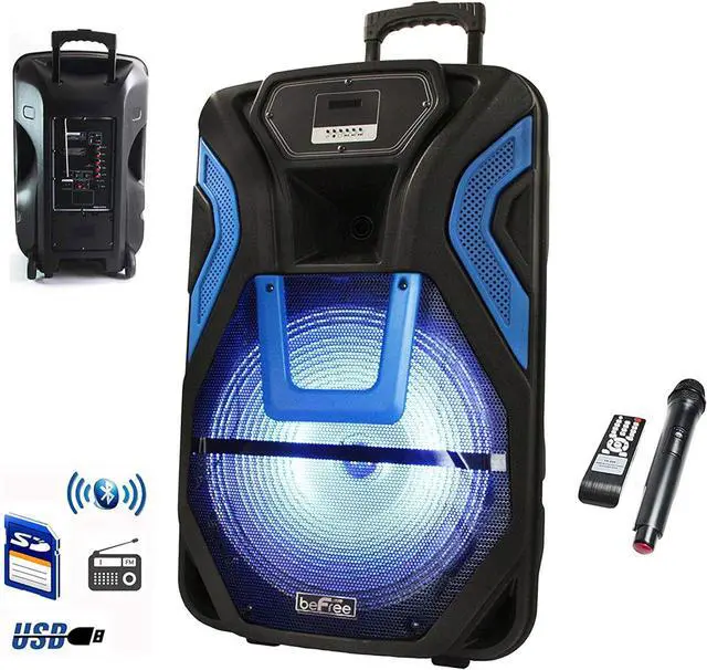 Alt view image 2 of 7 - beFree Sound 15 Inch Rechargeable Bluetooth Portable Party PA Speaker System with SD/FM/USB Inputs, Black