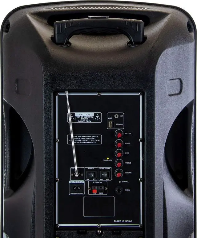 Alt view image 7 of 7 - beFree Sound 15 Inch Rechargeable Bluetooth Portable Party PA Speaker System with SD/FM/USB Inputs, Black