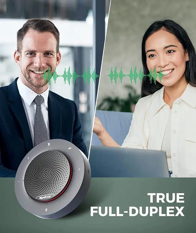 Alt view image 4 of 7 - WYRESTORM Halo 60 Portable USB & Bluetooth Conference Speaker, 4 Noise-canceling Mics, Enhanced 360° Voice Pickup. AGC Voice Balance, Full-Duplex, with 10-Hour Rechargeable Battery Life