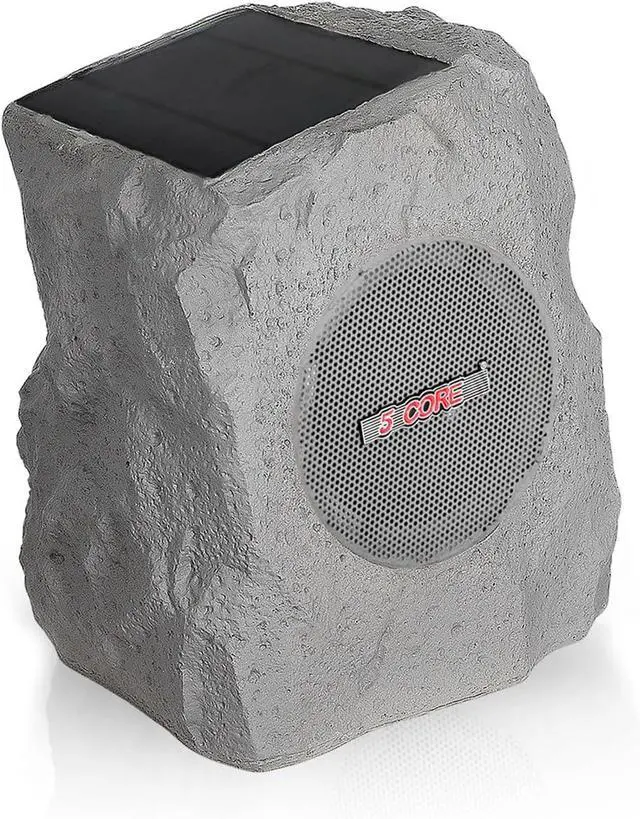 Main image of 5 CORE Outdoor Speakers Bluetooth Waterproof Pair Linkable TWS Patio Pool Garden Wireless 10W RMS Solar Rock Speaker w RGB Light - GRDNSPK SP Gry 1PC