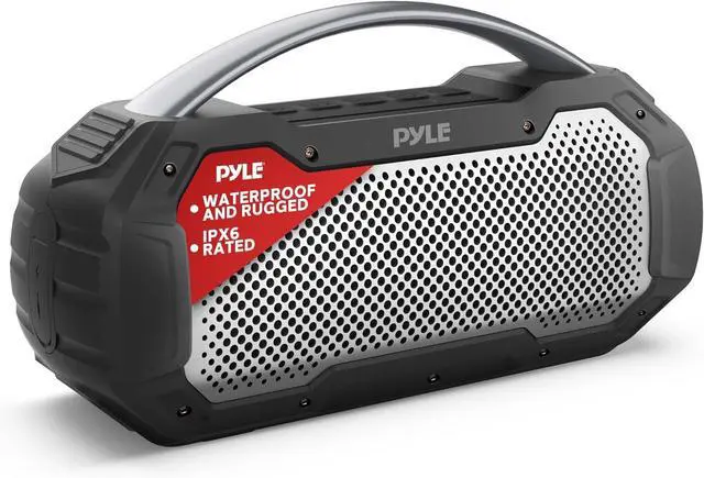 Main image of Pyle Portable Bluetooth Speaker, IPX6 Waterproof Wireless Speaker with TWS Function, Rechargeable Battery, Built-in Microphone, 7-8 Hours Play Time, 20W Stereo Sound, Outdoor and Indoor Use