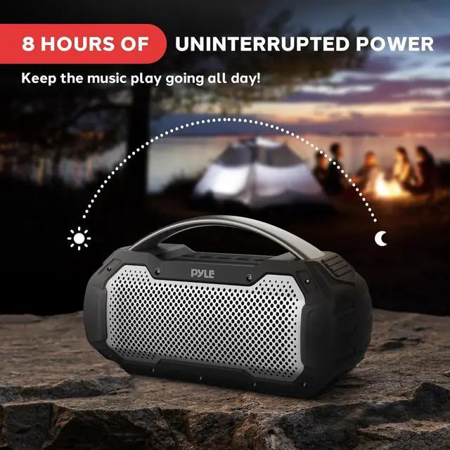 Alt view image 4 of 7 - Pyle Portable Bluetooth Speaker, IPX6 Waterproof Wireless Speaker with TWS Function, Rechargeable Battery, Built-in Microphone, 7-8 Hours Play Time, 20W Stereo Sound, Outdoor and Indoor Use