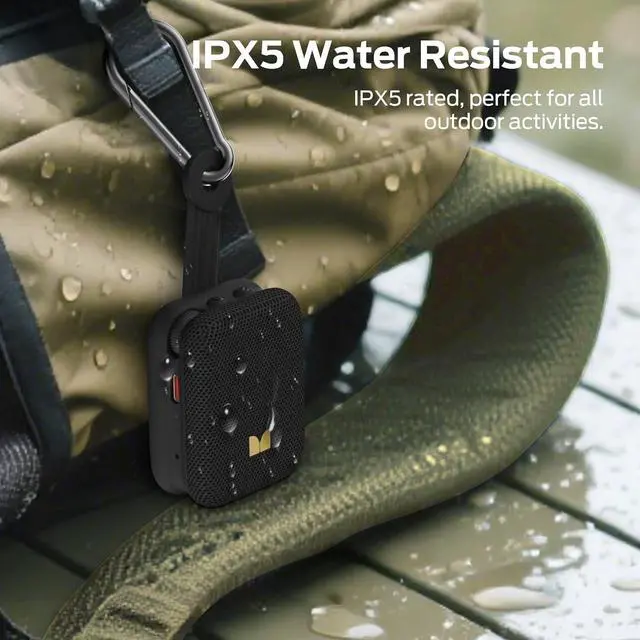 Alt view image 6 of 7 - Monster Atomic Atom Wearable Bluetooth Speaker with Mics for Hands-Free Calls, IPX5 Waterproof, Compact and Portable Speaker for Workout, Cycling, Black