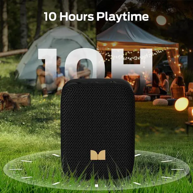 Alt view image 7 of 7 - Monster Atomic Atom Wearable Bluetooth Speaker with Mics for Hands-Free Calls, IPX5 Waterproof, Compact and Portable Speaker for Workout, Cycling, Black