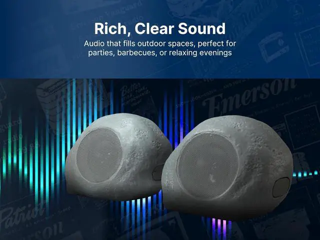 Alt view image 4 of 7 - Emerson ERS-2000 Mini Pebbles Bluetooth Waterproof Rock Speakers with Built-in Rechargeable Batteries and Dual Pairing  Perfect for Outdoor Music, Garden, Patio, and Poolside Use