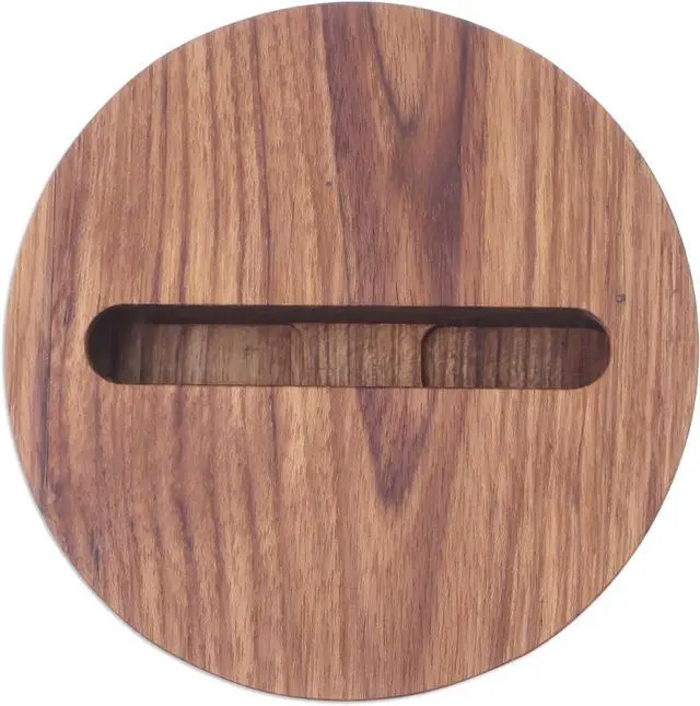 Alt view image 4 of 7 - NOVICA Artisan Handmade Teak Wood Phone Speaker Round from Thailand Brown Gadgets Gear [Speaker 1.2in H x 4.4in Diam. Horns 2 2.5in L x 0.9in W Holder Size 0.9in H x 3.3in W x 0.5in D] ' Modern
