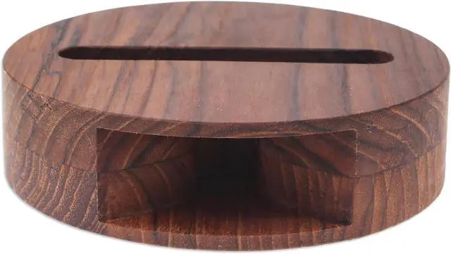 Alt view image 7 of 7 - NOVICA Artisan Handmade Teak Wood Phone Speaker Round from Thailand Brown Gadgets Gear [Speaker 1.2in H x 4.4in Diam. Horns 2 2.5in L x 0.9in W Holder Size 0.9in H x 3.3in W x 0.5in D] ' Modern