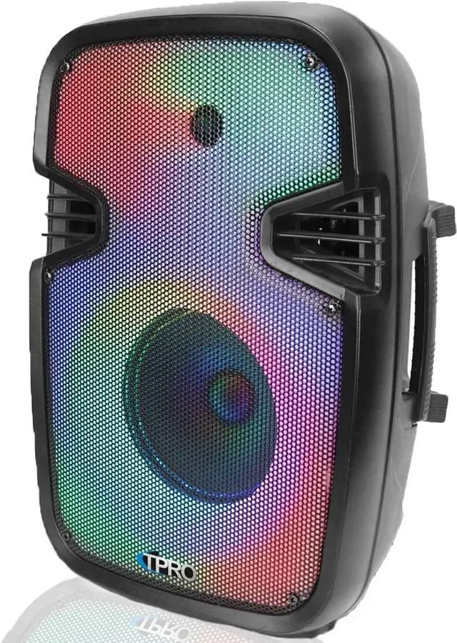 Alt view image 2 of 7 - Technical Pro 800 Watts Portable Bluetooth Speaker Rechargeable 8 Inch Two Way Loudspeaker with SD USB Microphone Inputs, LED Visual Effects Glow Wall