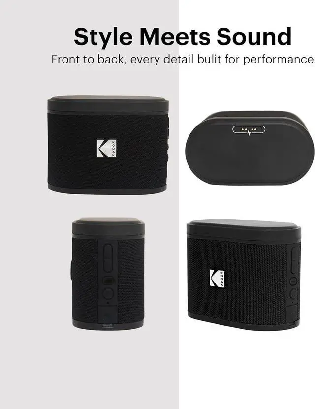 Alt view image 2 of 7 - KODAK SOUNDBRIX Bluetooth Speaker Portable Waterproof Magnetic Wireless Stackable Stereo Pairing 5H Playtime 5W RMS Sound Travel Party Beach Electronics for Outdoors Black Mini Speakers for Computers