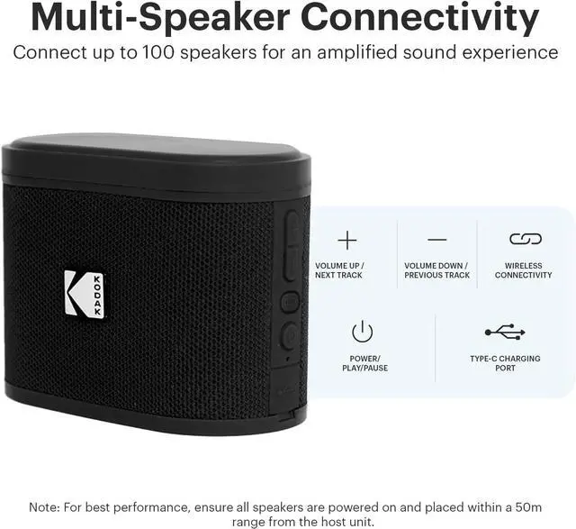 Alt view image 6 of 7 - KODAK SOUNDBRIX Bluetooth Speaker Portable Waterproof Magnetic Wireless Stackable Stereo Pairing 5H Playtime 5W RMS Sound Travel Party Beach Electronics for Outdoors Black Mini Speakers for Computers