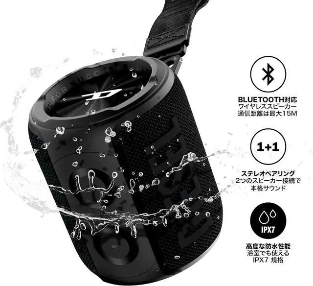 Alt view image 2 of 6 - Wireless Speaker, IPX7 Bluetooth 5.0 Waterproof Portable Speaker with Bass Boost, 14 Hr Playtime, Stereo Pairing, Microphone, Removable Wriststrap, Great for Outdoor and Party, Black