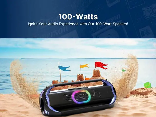 Alt view image 4 of 7 - Emerson EDSP-5001 Triad Grip XL 100 Watt Portable Bluetooth LED Party Speaker with Powerful Bass, Colorful Light Show, Built-in Rechargeable Battery, Dual Speaker Drivers, and Wireless Stereo Pairing