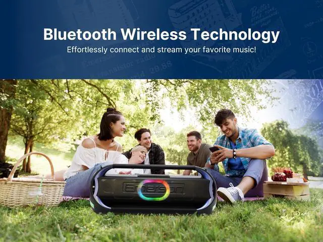 Alt view image 3 of 7 - Emerson EDSP-5001 Triad Grip XL 100 Watt Portable Bluetooth LED Party Speaker with Powerful Bass, Colorful Light Show, Built-in Rechargeable Battery, Dual Speaker Drivers, and Wireless Stereo Pairing