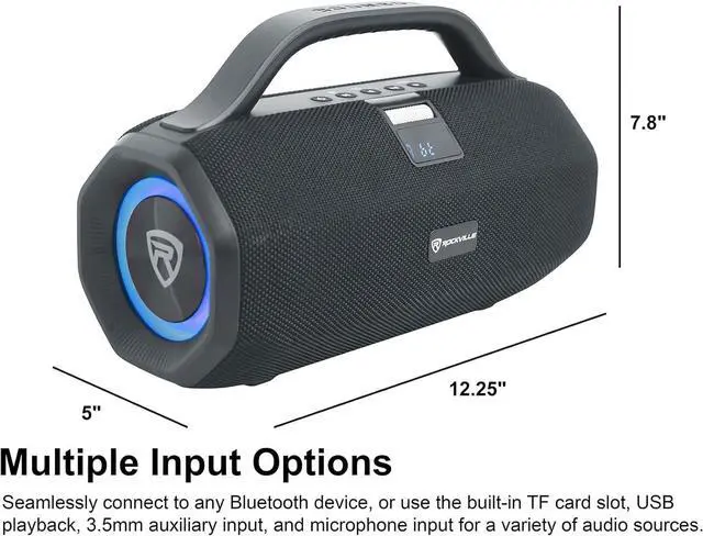 Alt view image 6 of 7 - Rockville Bundle SONIC-50L Large Portable Bluetooth Party Speaker, Big Bass/LED/Mic (2 Items)