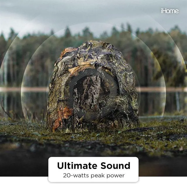 Alt view image 2 of 6 - iHome Mossy Oak Camo IHRK-400MOBC-PR Wireless Waterproof Rock Speaker Set for Outdoors Camping Nature Hunting and Fishing Lovers. Built to add Sound to Your Bottomland Supplies, Accessories and Gear
