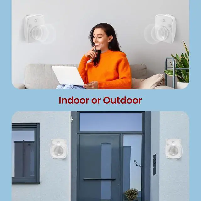 Alt view image 4 of 7 - Pyle Outdoor 5.25" Wireless Bluetooth Speaker - 2-Way Waterproof Weatherproof Wall/Ceiling Mounted Dual Speakers with Heavy Duty Grill, Universal Mount, for Patio and Indoor Use (Pair)