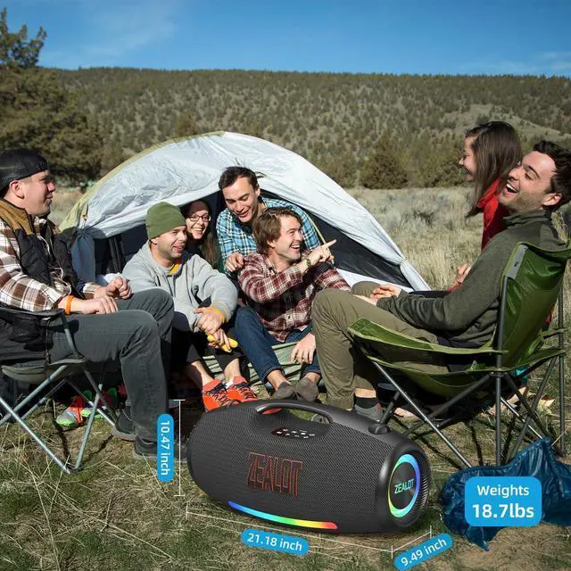 Alt view image 5 of 7 - ZEALOT 250W Loud Bluetooth Speaker, Wireless Speaker for Party, Massive Bass, Portale Speakers with Subwoofer, HiFi Sound, IPX6 Waterproof, EQ, DJ Light, 48000mah, Outdoor Party, Pool, Beach