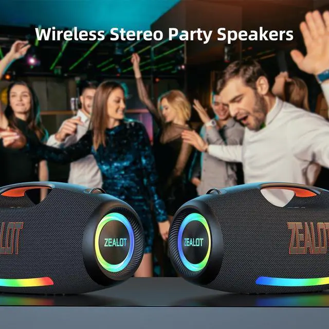 Alt view image 6 of 7 - ZEALOT 250W Loud Bluetooth Speaker, Wireless Speaker for Party, Massive Bass, Portale Speakers with Subwoofer, HiFi Sound, IPX6 Waterproof, EQ, DJ Light, 48000mah, Outdoor Party, Pool, Beach