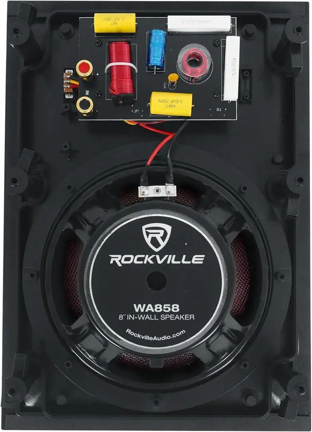 Alt view image 5 of 7 - Rockville WA858 8" in-Wall Home Speakers (Pair), 300W Peak, 8 Ohm, Kevlar Woofer, Silk Dome Tweeter, Adjustable Highs, for Home Theater and Whole-House Audio