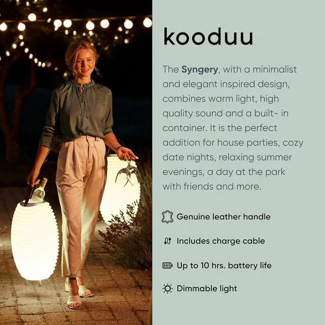 Alt view image 5 of 7 - Adesso Kooduu 3-in-1 LED Lamp, Bluetooth Speaker & Drink Holder - Cordless, Rechargeable Indoor/Outdoor Light  Fits 1 Bottle, 22H