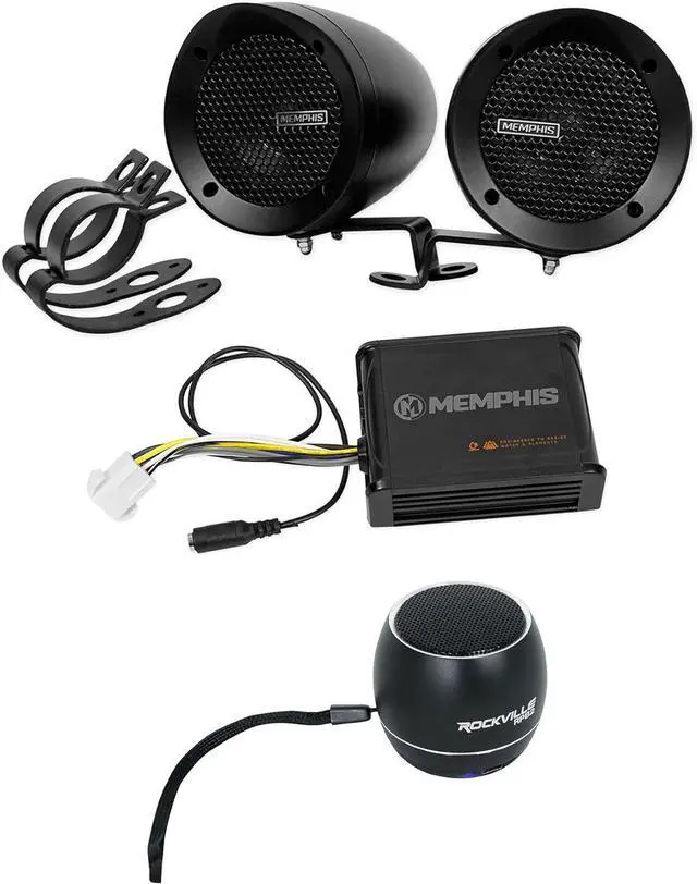 Main image of Memphis MXABMB2 (2) Powersports Speakers+Amplifier+Portable Bluetooth Speaker