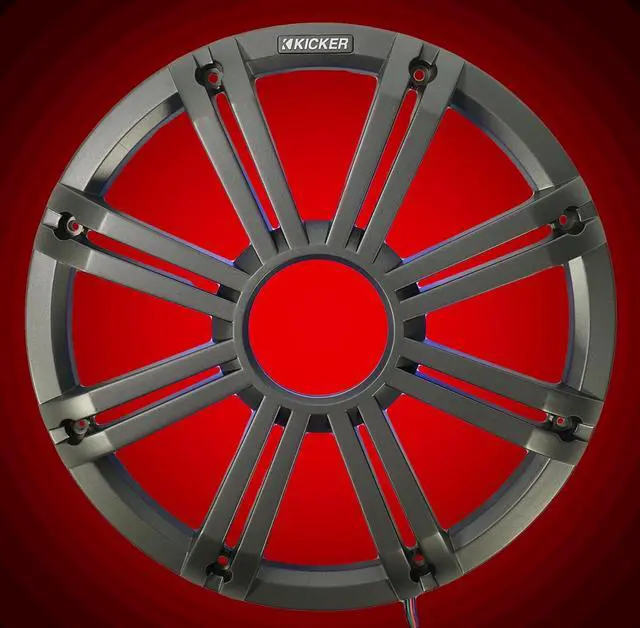 Alt view image 3 of 7 - Kicker 45KMG12C 12" Charcoal Grille w/LED for KM12 + KMF12 Subwoofer Subs KMG12C Bundle with Rockville RPB2-BLACK Portable Bluetooth Speaker (2 Items)