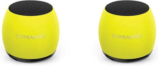 Main image of U Speakers Micro Bluetooth Computer Speaker 2-Pack Bundle with Matching Speaker, Built-in Mic & Selfie Remote Control, for Workspace, Desktop, Laptop, Mobile, Tablet, PC - Glow Neon Yellow