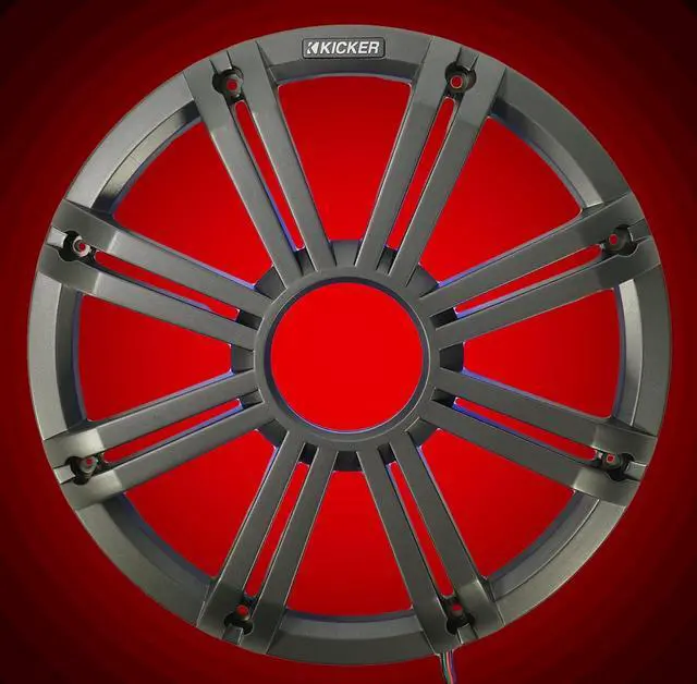 Alt view image 3 of 7 - Kicker 45KMG10C 10" Charcoal Grille w/LED for KM10 + KMF10 Subwoofer Subs KMG10C Bundle with Rockville RPB2-BLACK Portable Bluetooth Speaker (2 Items)