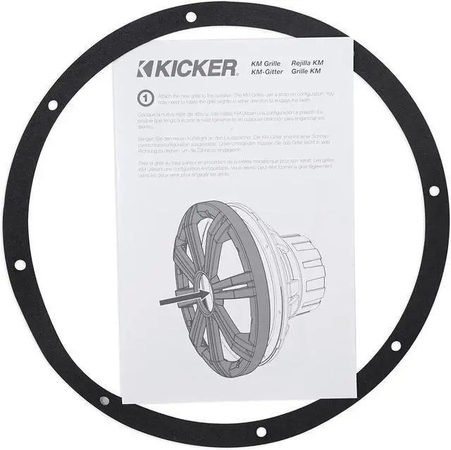 Alt view image 5 of 7 - Kicker 45KMG10C 10" Charcoal Grille w/LED for KM10 + KMF10 Subwoofer Subs KMG10C Bundle with Rockville RPB2-BLACK Portable Bluetooth Speaker (2 Items)